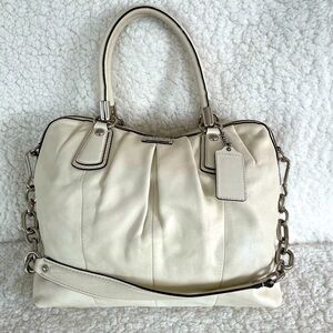 Vintage Coach White Leather Handbag